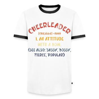 Cheerleader-definitions-design Pour les pom-pom girls - T-shirt contrasté Homme - blanc/noir - Devant - AI Model Female 172 light (172cm) & AI Model Male 178 dark (178cm)