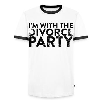 I Am At The Divorce Party For Divorce - Men's Ringer Shirt - white/black - Front - AI Model Female 172 light (172cm) & AI Model Male 178 dark (178cm)