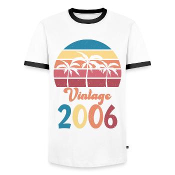 Born in 2006 16th Birthday Gift For - Men's Ringer Shirt - white/black - Front - AI Model Female 172 light (172cm) & AI Model Male 178 dark (178cm)