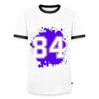 84 Nombre d’objets blob - T-shirt contrasté Homme - blanc/noir - Devant - AI Model Female 172 light (172cm) & AI Model Male 178 dark (178cm)