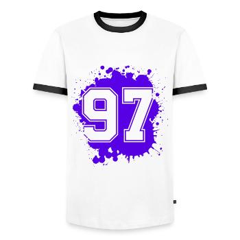 97 Nombre d’objets blob - T-shirt contrasté Homme - blanc/noir - Devant - AI Model Female 172 light (172cm) & AI Model Male 178 dark (178cm)