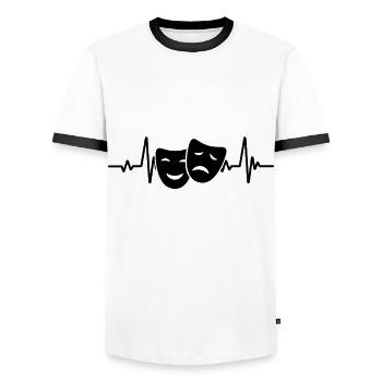 Theatre Drama Heartbeat Theatre School Teacher - Men's Ringer Shirt - white/black - Front - AI Model Female 172 light (172cm) & AI Model Male 178 dark (178cm)