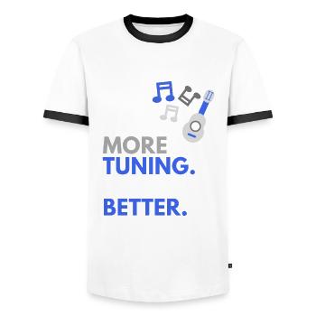 the more tuning, the better - Men's Ringer Shirt - white/black - Front - AI Model Female 172 light (172cm) & AI Model Male 178 dark (178cm)