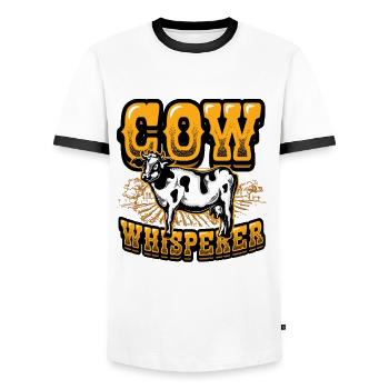 Lire des livres et caresser mon lapin. - T-shirt contrasté Homme - blanc/noir - Devant - AI Model Female 172 light (172cm) & AI Model Male 178 dark (178cm)