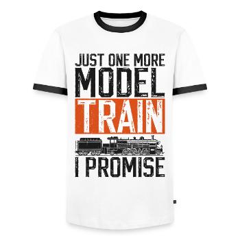 Conducteur de train à vapeur Trainspotting - T-shirt contrasté Homme - blanc/noir - Devant - AI Model Female 172 light (172cm) & AI Model Male 178 dark (178cm)