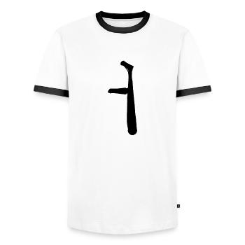 Lettre coréenne Eo - T-shirt contrasté Homme - blanc/noir - Devant - AI Model Female 172 light (172cm) & AI Model Male 178 dark (178cm)
