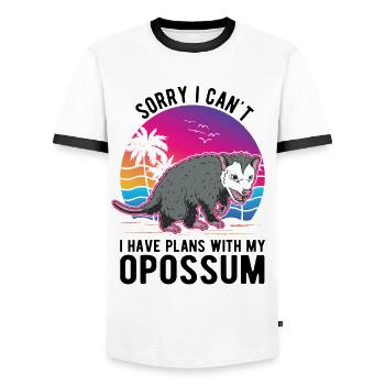 Opossum Gift Possum Pouch Rat - Men's Ringer Shirt - white/black - Front - AI Model Female 172 light (172cm) & AI Model Male 178 dark (178cm)