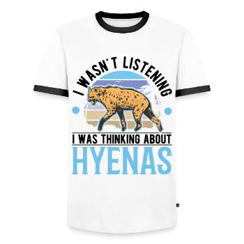 Hyäne Geschenk Erdwolf Hyena - Männer Kontrast-T-Shirt - Weiß/Schwarz - Vorne - AI Model Female 172 light (172cm) & AI Model Male 178 dark (178cm)