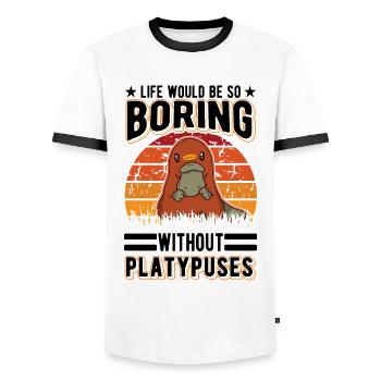 Platypus Gift Platypus - Men's Ringer Shirt - white/black - Front - AI Model Female 172 light (172cm) & AI Model Male 178 dark (178cm)