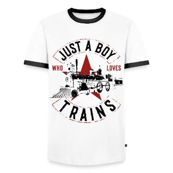 Steam Train Driver Trainspotting - Männer Kontrast-T-Shirt - Weiß/Schwarz - Vorne - AI Model Female 172 light (172cm) & AI Model Male 178 dark (178cm)