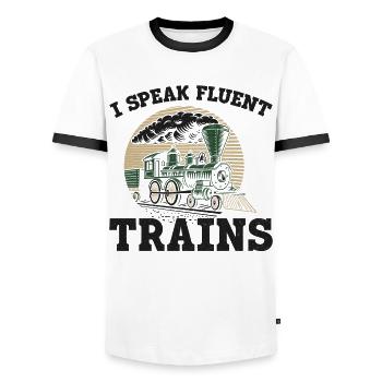 Steam Train Driver Trainspotting - Männer Kontrast-T-Shirt - Weiß/Schwarz - Vorne - AI Model Female 172 light (172cm) & AI Model Male 178 dark (178cm)