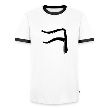 Korean letter K - Men's Ringer Shirt - white/black - Front - AI Model Female 172 light (172cm) & AI Model Male 178 dark (178cm)