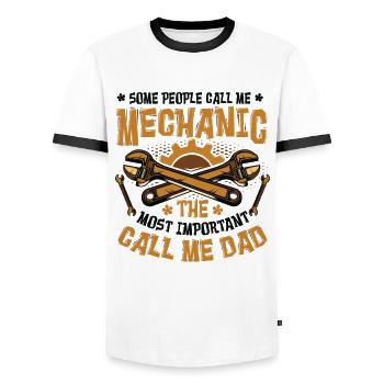 Mechaniker Das Wichtigste Call Me Dad - Männer Kontrast-T-Shirt - Weiß/Schwarz - Vorne - AI Model Female 172 light (172cm) & AI Model Male 178 dark (178cm)