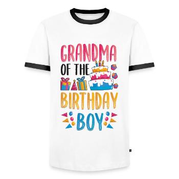 Grandma Of the Birthday Child - Men's Ringer Shirt - white/black - Front - AI Model Female 172 light (172cm) & AI Model Male 178 dark (178cm)