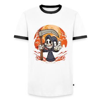 Creep It Real Halloween Costume Halloween Party - Men's Ringer Shirt - white/black - Front - AI Model Female 172 light (172cm) & AI Model Male 178 dark (178cm)