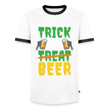 Trick Or Beer Halloween Costume Beer Lovers - Men's Ringer Shirt - white/black - Front - AI Model Female 172 light (172cm) & AI Model Male 178 dark (178cm)