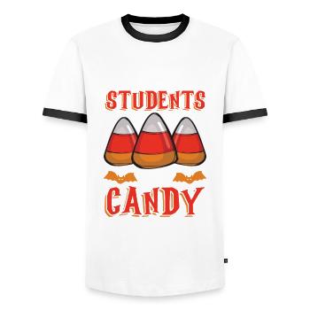 Becomes student against Candy primary school teacher - Men's Ringer Shirt - white/black - Front - AI Model Female 172 light (172cm) & AI Model Male 178 dark (178cm)