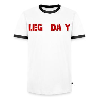 Bodybuilder Gym Fitness Strongman - T-shirt contrasté Homme - blanc/noir - Devant - AI Model Female 172 light (172cm) & AI Model Male 178 dark (178cm)