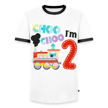 Conducteur de train à vapeur Trainspotting - T-shirt contrasté Homme - blanc/noir - Devant - AI Model Female 172 light (172cm) & AI Model Male 178 dark (178cm)
