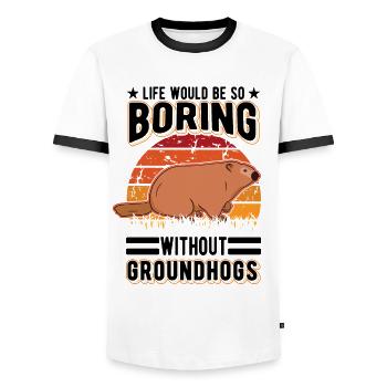 Murmeltier Groundhog Marmot Waldmurmeltier - Men's Ringer Shirt - white/black - Front - AI Model Female 172 light (172cm) & AI Model Male 178 dark (178cm)
