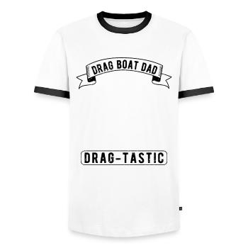 Course de dragsters papa papa course de dragster - T-shirt contrasté Homme - blanc/noir - Devant - AI Model Female 172 light (172cm) & AI Model Male 178 dark (178cm)