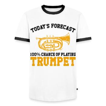 Trumpet Player Vintage Today's - Männer Kontrast-T-Shirt - Weiß/Schwarz - Vorne - AI Model Female 172 light (172cm) & AI Model Male 178 dark (178cm)