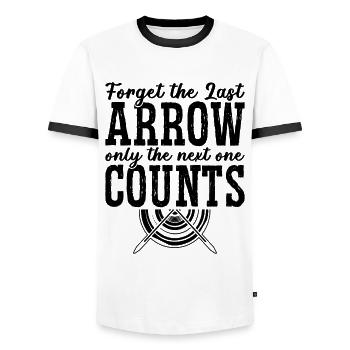 Forget The Last Arrow Archery Bow Shooting Archer - Men's Ringer Shirt - white/black - Front - AI Model Female 172 light (172cm) & AI Model Male 178 dark (178cm)