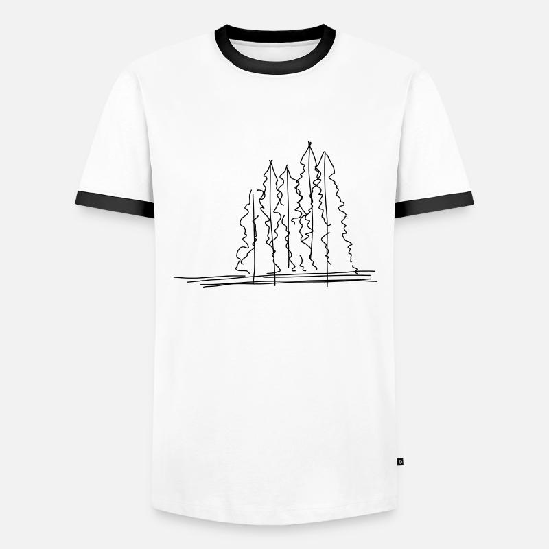 Tree Forest Lineart - Men's Ringer Shirt - white/black
