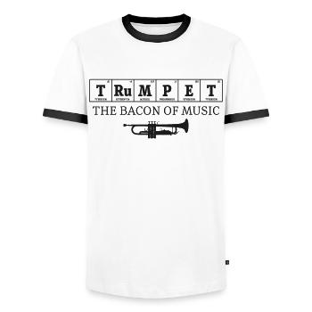 Trumpet Player Vintage Periodic - Men's Ringer Shirt - white/black - Front - AI Model Female 172 light (172cm) & AI Model Male 178 dark (178cm)