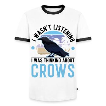 Crow Gift Crow Raven Beetle Breeder - Men's Ringer Shirt - white/black - Front - AI Model Female 172 light (172cm) & AI Model Male 178 dark (178cm)