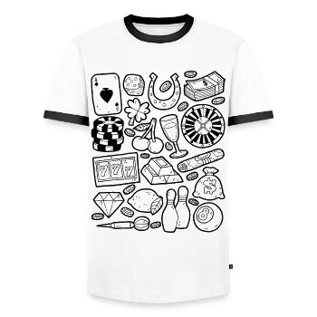 Casino - Men's Ringer Shirt - white/black - Front - AI Model Female 172 light (172cm) & AI Model Male 178 dark (178cm)