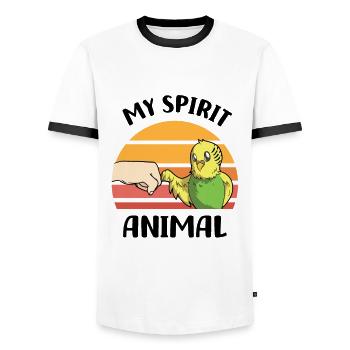 Wellensittich Liebhaber | Wellensittiche Geschenke - Männer Kontrast-T-Shirt - Weiß/Schwarz - Vorne - AI Model Female 172 light (172cm) & AI Model Male 178 dark (178cm)