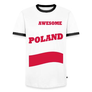 Pologne Pole Polska Drapeau polonais - T-shirt contrasté Homme - blanc/noir - Devant - AI Model Female 172 light (172cm) & AI Model Male 178 dark (178cm)