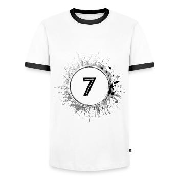 7 Nombre d’objets blob - T-shirt contrasté Homme - blanc/noir - Devant - AI Model Female 172 light (172cm) & AI Model Male 178 dark (178cm)