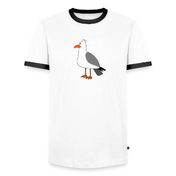 Ich muss nach Grömitz - Männer Kontrast-T-Shirt - Weiß/Schwarz - Vorne - AI Model Female 172 light (172cm) & AI Model Male 178 dark (178cm)