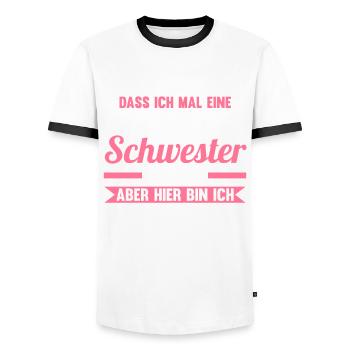 Geschwister Familie Schwestern Schwester - Männer Kontrast-T-Shirt - Weiß/Schwarz - Vorne - AI Model Female 172 light (172cm) & AI Model Male 178 dark (178cm)