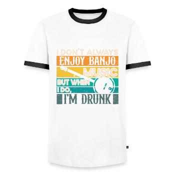 Banjo Drunk Beer Drinker Musicien Guitare - T-shirt contrasté Homme - blanc/noir - Devant - AI Model Female 172 light (172cm) & AI Model Male 178 dark (178cm)