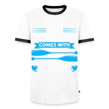 Team Rowing Team Rowing Rowers - Men's Ringer Shirt - white/black - Front - AI Model Female 172 light (172cm) & AI Model Male 178 dark (178cm)