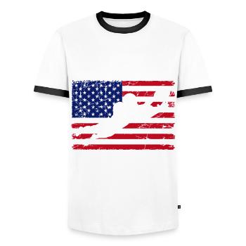 Match de football américain - T-shirt contrasté Homme - blanc/noir - Devant - AI Model Female 172 light (172cm) & AI Model Male 178 dark (178cm)