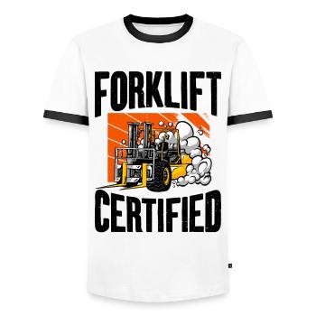 Forklift certified - Men's Ringer Shirt - white/black - Front - AI Model Female 172 light (172cm) & AI Model Male 178 dark (178cm)