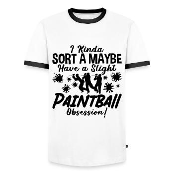 I Kinda Sorta Paintball Paint Gun Paintball Player - Men's Ringer Shirt - white/black - Front - AI Model Female 172 light (172cm) & AI Model Male 178 dark (178cm)