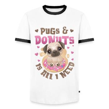 Mops Donut Lover Mädchen - Männer Kontrast-T-Shirt - Weiß/Schwarz - Vorne - AI Model Female 172 light (172cm) & AI Model Male 178 dark (178cm)