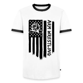 Bras de fer Bras Muscle Sport Passionné Lutteur - T-shirt contrasté Homme - blanc/noir - Devant - AI Model Female 172 light (172cm) & AI Model Male 178 dark (178cm)