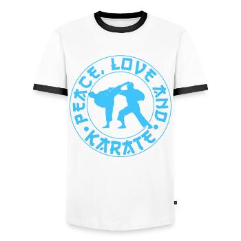 Karate Kampfsport - Männer Kontrast-T-Shirt - Weiß/Schwarz - Vorne - AI Model Female 172 light (172cm) & AI Model Male 178 dark (178cm)