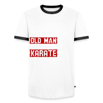 Karaté Sport Arts Martiaux - T-shirt contrasté Homme - blanc/noir - Devant - AI Model Female 172 light (172cm) & AI Model Male 178 dark (178cm)