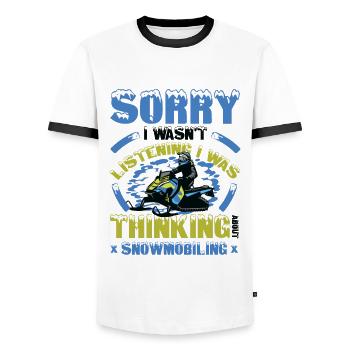 Nachdenken Über Snowmobiling Snowmobile - Männer Kontrast-T-Shirt - Weiß/Schwarz - Vorne - AI Model Female 172 light (172cm) & AI Model Male 178 dark (178cm)