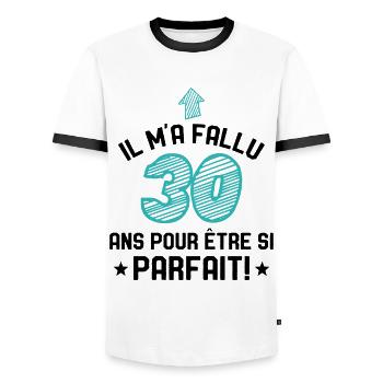 Il M'a Fallu 30 Ans Pour Etre Si Parfait - T-shirt contrasté Homme - blanc/noir - Devant - AI Model Female 172 light (172cm) & AI Model Male 178 dark (178cm)