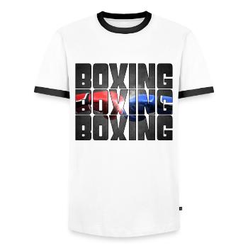 Boxe - T-shirt contrasté Homme - blanc/noir - Devant - AI Model Female 172 light (172cm) & AI Model Male 178 dark (178cm)