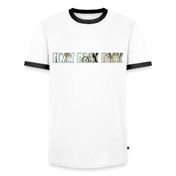 BMX - Männer Kontrast-T-Shirt - Weiß/Schwarz - Vorne - AI Model Female 172 light (172cm) & AI Model Male 178 dark (178cm)