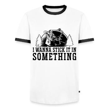 I want to Stick In Bowhunting Arrow Target Bowhunter - Men's Ringer Shirt - white/black - Front - AI Model Female 172 light (172cm) & AI Model Male 178 dark (178cm)